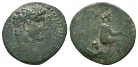 Claudius AE23, Mallos Claudius (41-54 AD). AE. Mallos, Cilicia. Obv. KΛAYΔIOC KAICAP, laureate head to right. Rev. MAΛ/ΛΩT/ΩN, Tyche seated right, Hol...