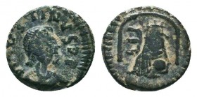 Justinian I. AD 527-565. Ae 
Condition: Very Fine

Weight: 1,5 gram
Diameter: 11,4 mm