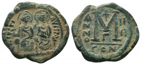 Justin II and Sophia AD 565-578. Ae Follis
Condition: Very Fine

Weight: 15,1 gram
Diameter: 29,4 mm
