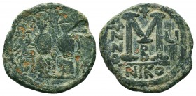Justin II and Sophia AD 565-578. Ae Follis
Condition: Very Fine

Weight: 11,1 gram
Diameter: 28 mm