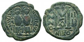 Justin II and Sophia AD 565-578. Ae Follis
Condition: Very Fine

Weight: 12,9 gram
Diameter: 28,5 mm