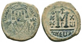 Maurice Tiberius, 582-602. Follis 
Condition: Very Fine

Weight: 11,5 gram
Diameter: 26,9 mm