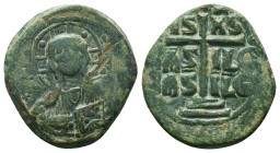 Byzantine Anonymous ca. 1028-1034. AE follis, 
Condition: Very Fine

Weight: 11,0 gram
Diameter: 26,8 mm
