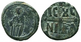 Byzantine Anonymous ca. 1028-1034. AE follis, 
Condition: Very Fine

Weight: 9,9 gram
Diameter: 28,3 mm