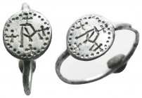 RARE Byzantine Silver Ring with a Monogram, AD. 5th - 8th Century 
Condition: Very Fine

Weight: 1,7 gram
Diameter: 21,8 mm