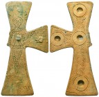 Very Important and Large Byzantine Bronze Cross, c. 7th-12th century AD. 
Condition: Very Fine

Weight: 47,6 gram
Diameter: 108,5 mm