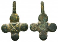 Very Important Byzantine Bronze Cross, c. 7th-12th century AD. 
Condition: Very Fine

Weight: 5,7 gram
Diameter: 29 mm