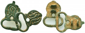 2X Byzantine open work decorated Bronze Buckles, c. 7th-12th century AD. 
Condition: Very Fine

Weight: lot
Diameter: