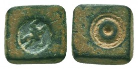 Byzantine Commercial Weight. Circa 5th-7th Century AD. 
Condition: Very Fine

Weight: 2,9 gram
Diameter: 9,5 mm