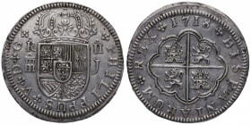 1718. Felipe V (1700-1746). Segovia. 2 reales. J. Ag. Bella. Brillo original. EBC+. Est.250.