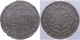 1728. Felipe V (1700-1746). Madrid. 8 reales. Ag. Golpecitos. RARA.. EBC. Est.800.