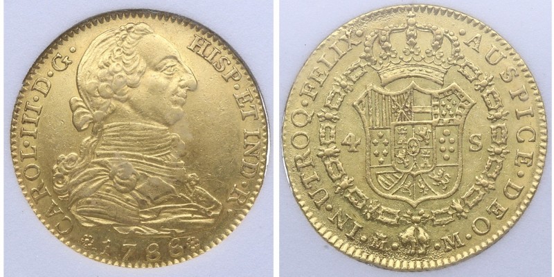 1788. Carlos III (1759-1788). Madrid. 4 escudos. M. Au. NNC MS 62. Bella. Brillo...