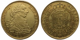 1777. Carlos III (1759-1788). Madrid. 8 escudos. PJ. Au. Rara así. Muy bella. Brillo original. EBC+. Est.2000.