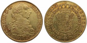 1778. Carlos III (1759-1788). Madrid. 8 escudos. PJ. Au. RARA. Muy bella. Brillo original. SC-. Est.4000.