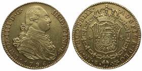 1796. Carlos IV (1788-1808). Madrid. 4 escudos. MF. Au. Atractiva. Brillo original. EBC+ / EBC. Est.950.