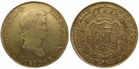 1819. Fernando VII (1808-1833). Madrid. 8 escudos. GJ. Au. Muy bella. Brillo original. EBC+. Est.1700.