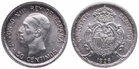 1926. Alfonso XIII (1886-1931). Madrid. 50 céntimos. PCS. A&C 334. Ag. Muy bella. Preciosa pátina. SC. Est.20.