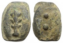 Etruria or Umbria, Uncertain, 3rd century BC. Cast Æ Sextans (29mm, 24.26g). Club. R/ Two pellets. Vecchi, ICC 199; HNItaly 54. Green patina, VF