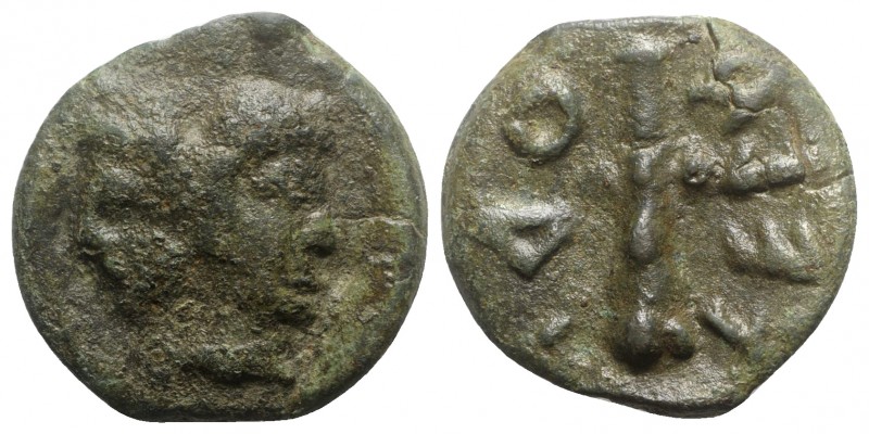 Etruria, Volterrae, c. 3rd century BC. Cast Æ Sextans (35mm, 24.70g). Janiform h...