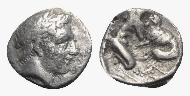 Southern Campania, Neapolis, c. 320-300 BC. AR Obol (8.5mm, 0.52g, 6h). Male hea...