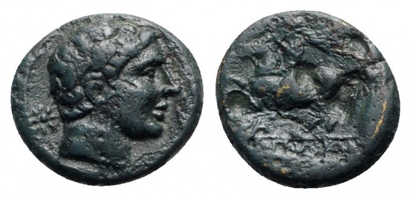 Southern Campania, Neapolis, c. 250-225 BC. Æ (15mm, 2.65g, 12h). Head of Apollo...