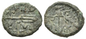 Northern Lucania, Paestum, c. 90-44 BC. Æ Semis (14mm, 2.49g, 3h). Anchor. R/ Rudder. Crawford 35/1; HNItaly 1254. Green patina, VF - Good VF