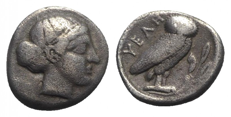 Northern Lucania, Velia, c. 465-440 BC. AR Drachm (15mm, 3.86g, 3h). Head of nym...