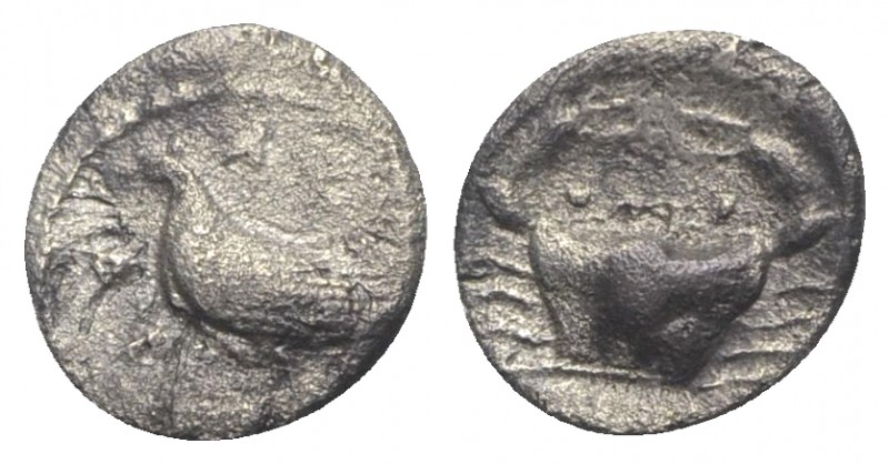 Sicily, Akragas, c. 425-406 BC. AR Litra (8mm, 0.52g, 11h). Eagle standing l. on...