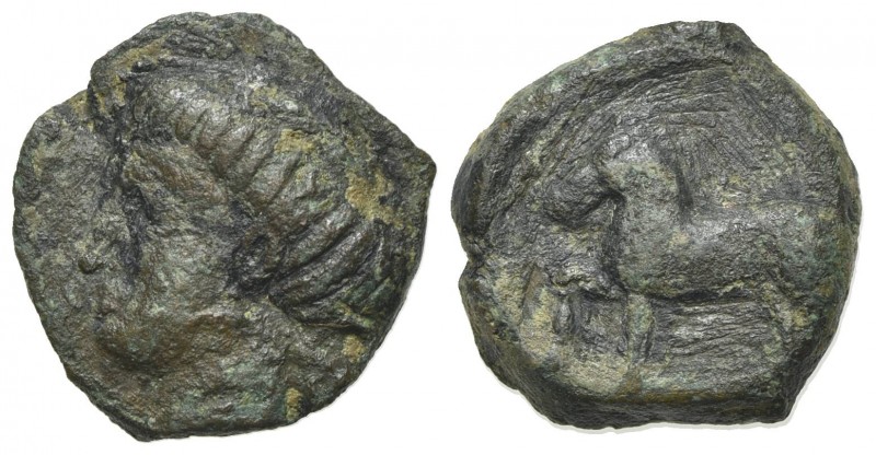 Sicily, Eryx, c. 4th century BC. Æ (14mm, 2.63g, 5h). Female head l. R/ Horse st...
