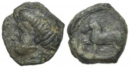 Sicily, Eryx, c. 4th century BC. Æ (14mm, 2.63g, 5h). Female head l. R/ Horse stepping l. Campana 51; CNS I, 19; SNG ANS -; HGC 2, 327. Good Fine - ne...
