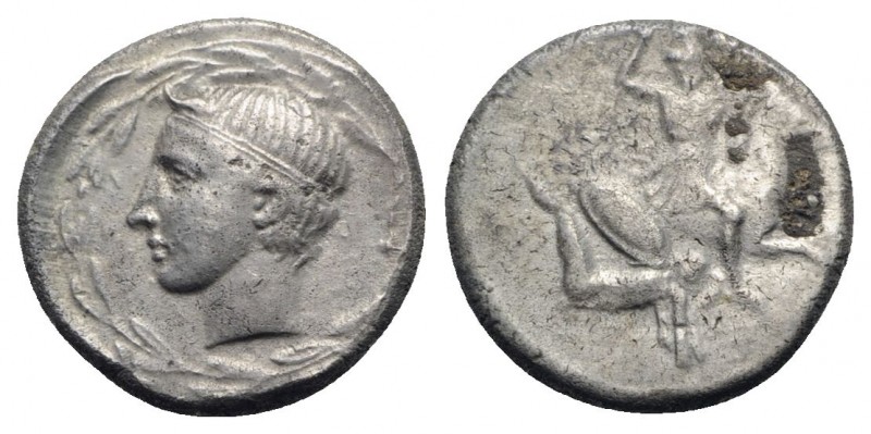 Sicily, Gela, c. 425-420 BC. AR Didrachm (20.5mm, 8.22g, 12h). Warrior on horseb...