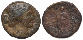 Sicily, Henna, c. 44-36 BC. Æ (21mm, 7.54g, 12h). L. Munatius and L. Cestius, duoviri. Head of Artemis r. R/ Triptolemus standing l. RPC I 662; Campan...