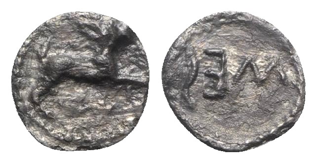 Sicily, Messana, 480-462 BC. AR Litra (9mm, 0.45g, 12h). Hare springing r. R/ ME...