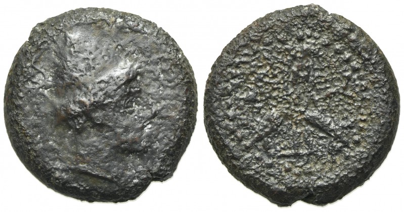 Sicily, Mytistratos, c. 340-330 BC. Æ Hexas (20mm, 7.70g). Bearded head of Hepha...
