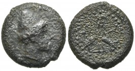 Sicily, Mytistratos, c. 340-330 BC. Æ Hexas (20mm, 7.70g). Bearded head of Hephaistos r., wearing pilos. R/ Trefoil-like device; M-Y-T within segments...