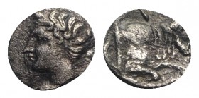 Sicily, Panormos as Ziz, c. 405-380 BC. AR Litra (10mm, 0.54g, 6h). Male head l. R/ Forepart of a man-headed bull r. SNG ANS 550; HGC 2, 1046. Near VF