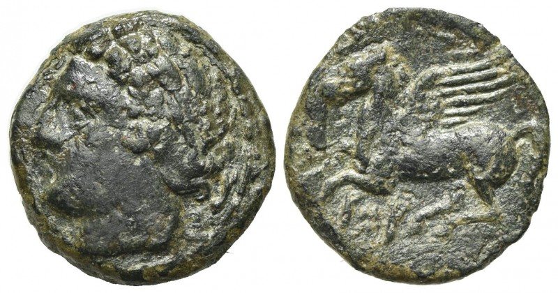 Sicily, Panormos as Ziz, c. 336-330 BC. Æ (14mm, 1.97g, 12h). Laureate head of A...