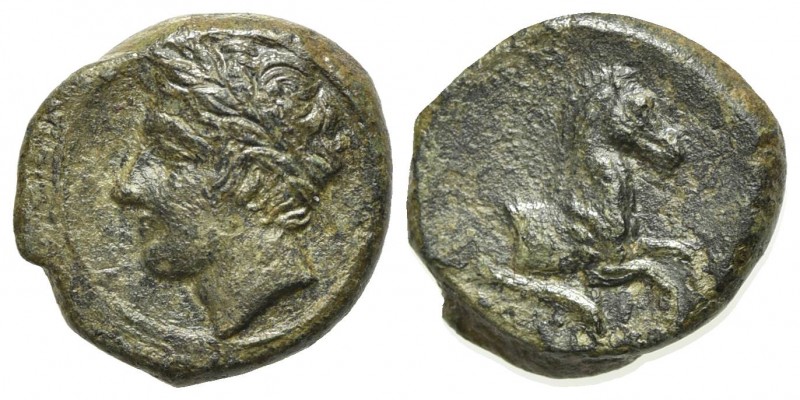 Sicily, Panormos as Ziz, c. 336-330 BC. Æ (13.5mm, 2.42g, 7h). Laureate head of ...
