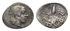 Sicily, Syracuse, c. 485-466 BC. AR Litra (11mm, 0.44g, 6h). Struck under Hieron I, c. 470-466. Diademed head of Arethusa r. R/ Octopus. SNG ANS 132-3...