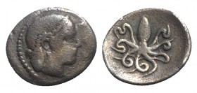 Sicily, Syracuse, c. 485-466 BC. AR Litra (11mm, 0.76g, 1h). Struck under Hieron I, c. 470-466. Diademed head of Arethusa r. R/ Octopus. SNG ANS 137-1...