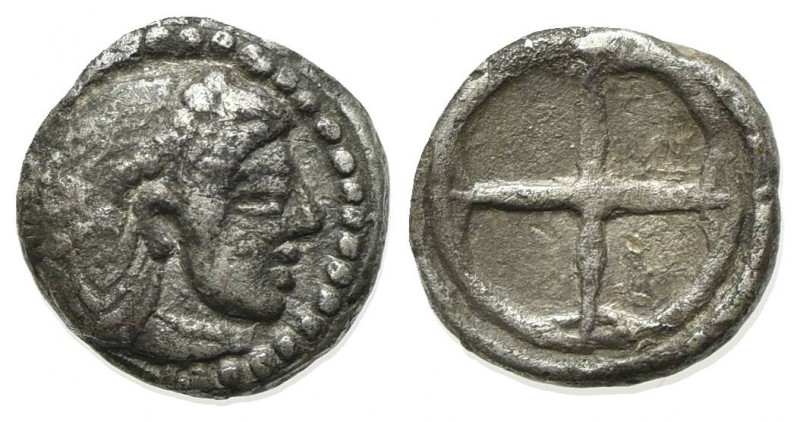 Sicily, Syracuse. Hieron I (478-466 BC). AR Obol (7mm, 0.69g), c. 475-470. Diade...