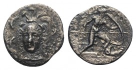 Sicily, Syracuse. Dionysios I (405-367 BC). AR Drachm (18mm, 3.53g, 9h). Unsigned dies in the style of Eukleidas, c. 405-400 BC. Helmeted head of Athe...