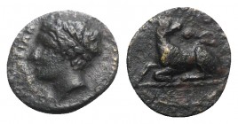 Sicily, Syracuse. Agathokles (317-289 BC). Æ (13mm, 1.59g, 3h). Laureate head of Apollo l. R/ Hound seated l., head r. CNS II, 149; cf. SNG ANS 744-5;...