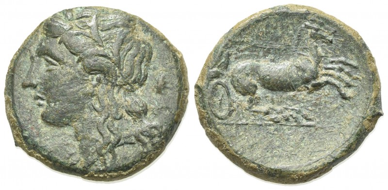 Sicily, Syracuse. Hiketas II (287-278 BC). Æ (22mm, 8.69g, 1h), c. 287-283. Wrea...