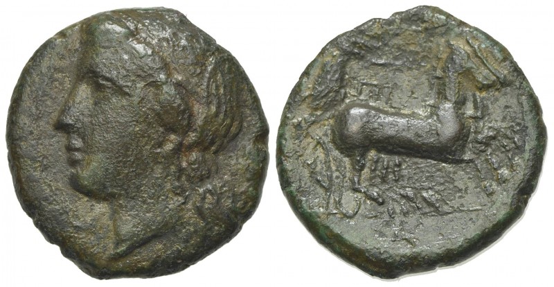 Sicily, Syracuse. Hiketas II (287-278 BC). Æ (19mm, 5.99g, 6h), c. 287-283. Wrea...