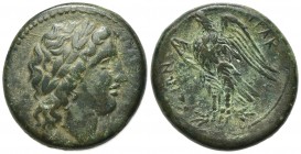 Sicily, Syracuse. Hiketas II (287-278 BC). Æ (23mm, 8.76g, 12h), c. 283-279. Laureate head of Zeus Hellanios r. R/ Eagle standing l. on thunderbolt. C...
