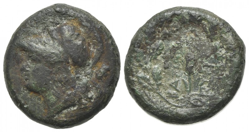 Sicily, Syracuse. Pyrrhos (278-276 BC). Æ (18.5mm, 6.11g, 9h). Head of Athena l....