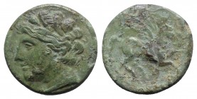 Sicily, Syracuse. Hieron II (274-216 BC). Æ (22mm, 10.44g, 7h), c. 269/5-240 BC. Head of Persephone l., wearing wreath of grain ears. R/ Pegasos flyin...