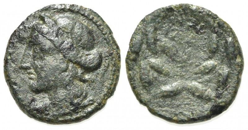 Sicily, Syracuse. Roman rule, after 212 BC. Æ (16mm, 2.83g, 12h). Wreathed head ...