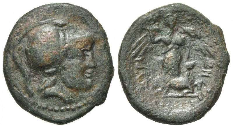 Sicily, Syracuse, Roman rule, after 212 BC. Æ (23mm, 6.19g, 6h). Helmeted head o...